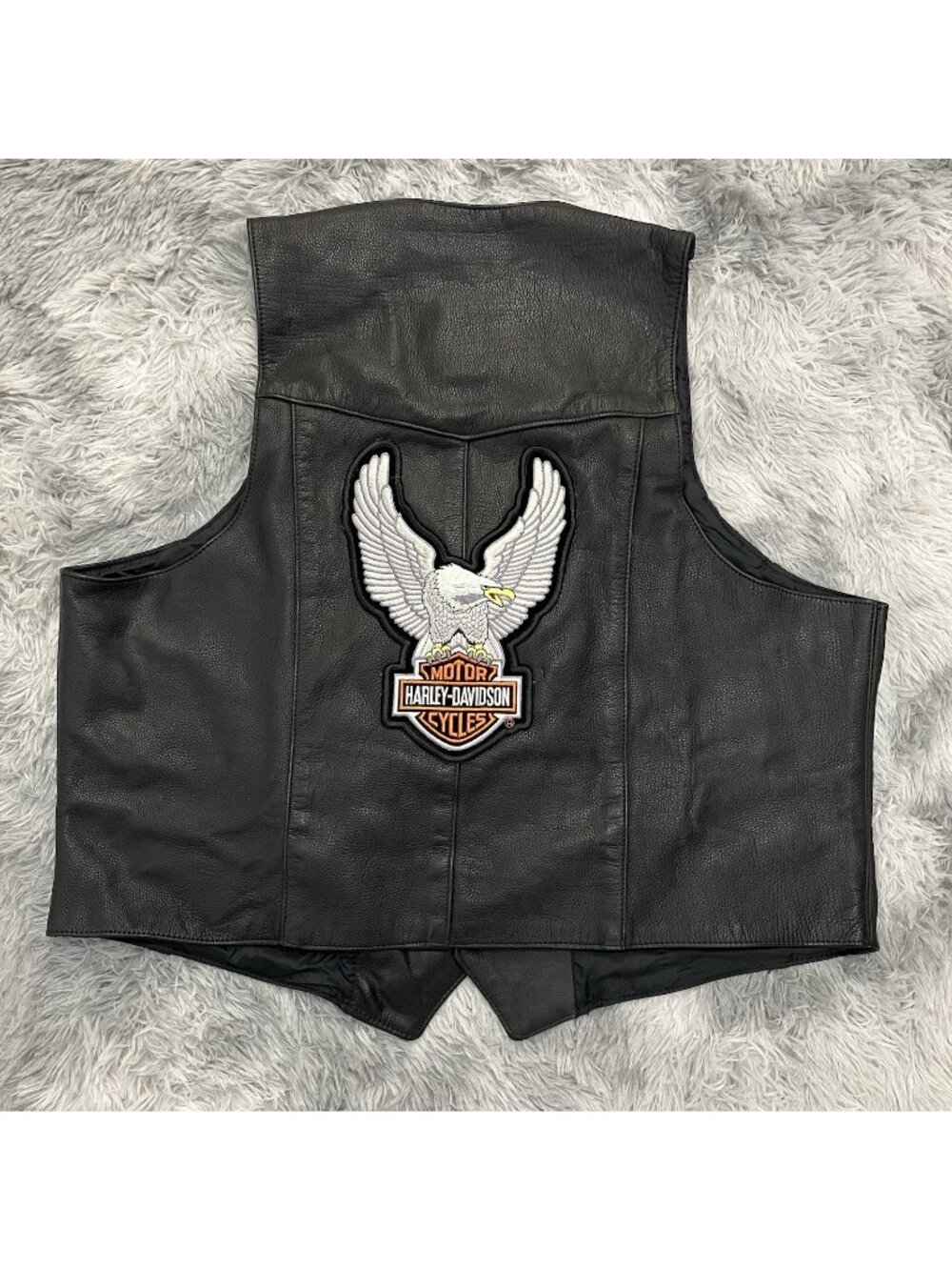 PNC Leathers Harley-Davidson Eagle Patch Black Leather Vest USA Size 56 - K9